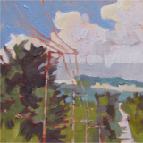 Oil on canvas 6in x 6in Road to Suttons Bay